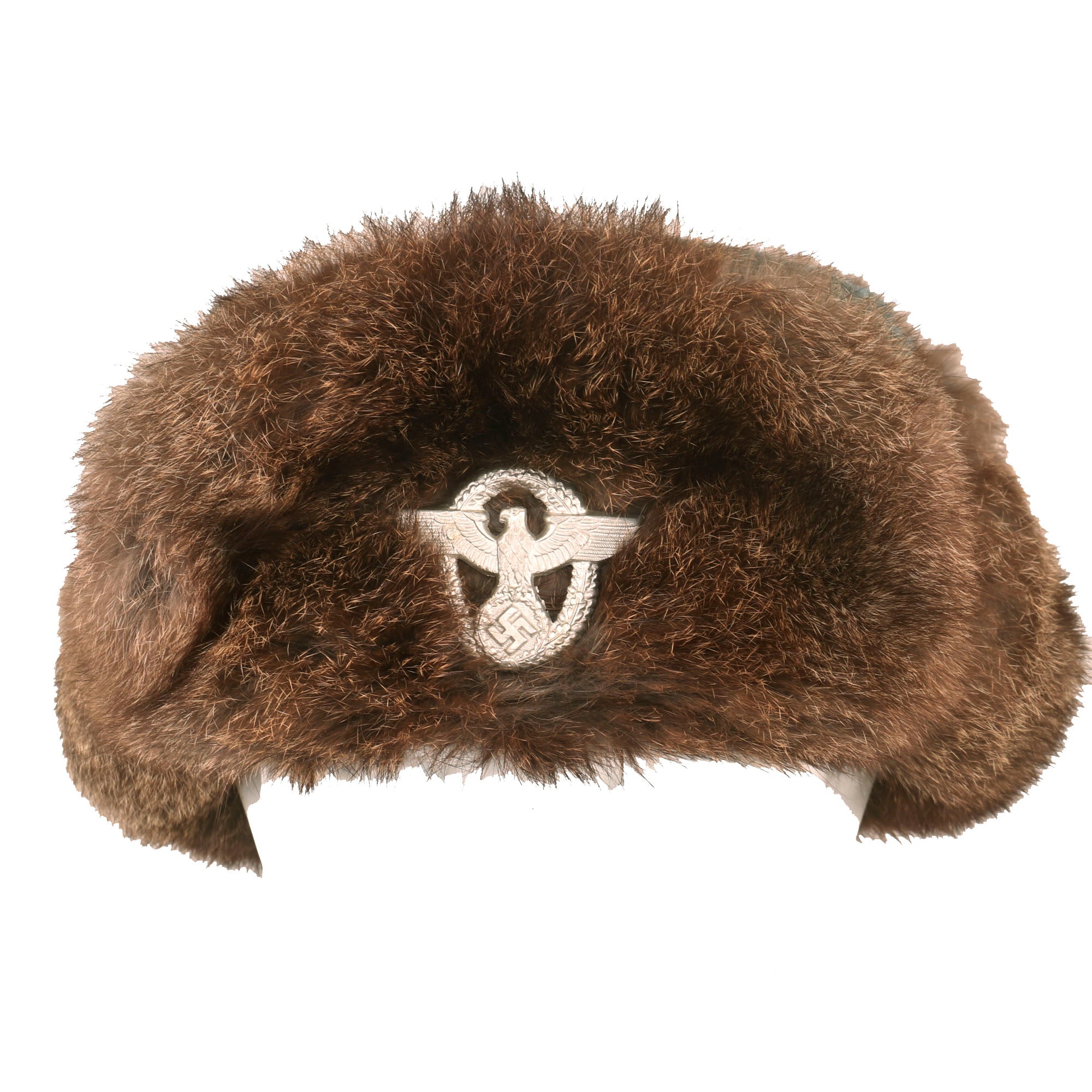 Original German WWII 1944 Dated Field Police Rabbit Fur Pelzmütze