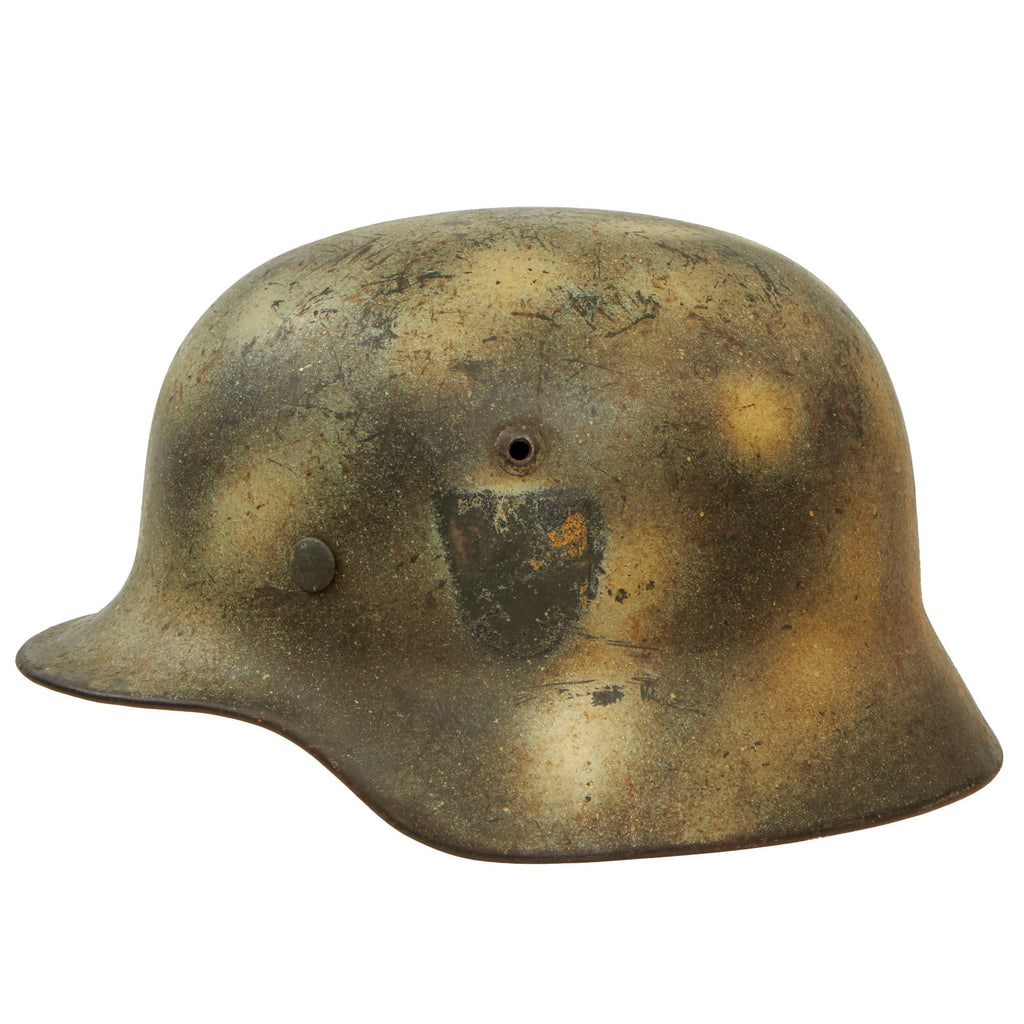 Original Rare German WWII Named Kriegsmarine Navy M35 Single Decal Overpaint Camouflage Helmet & 56cm Liner - SE64 Original Items