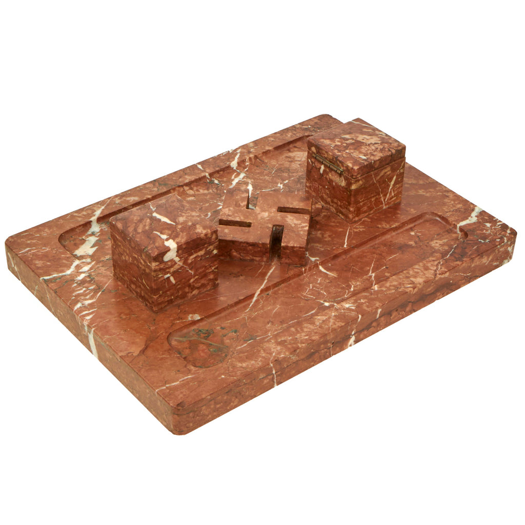 DRAFT WWII German Marble Ink Well Desk Set Original Items