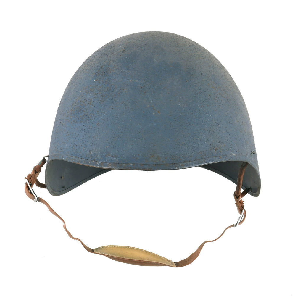 Original U.S. WWII Navy USN MK2 Talker Flak Helmet with Chin Strap Original Items