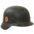 Original German WWII Beaded M40 NSDAP Double Decal Civic Police Steel Helmet with Liner and Chinstrap - ET66 Original Items