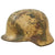 Original German WWII Heer Single Decal Overpaint Afrikakorps Tropical Camouflage M35 Helmet with 57cm Liner - Stamped EF64 Original Items