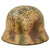 Original German WWII Heer Single Decal Overpaint Afrikakorps Tropical Camouflage M35 Helmet with 57cm Liner - Stamped EF64 Original Items