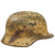 Original German WWII Heer Single Decal Overpaint Afrikakorps Tropical Camouflage M35 Helmet with 57cm Liner - Stamped EF64 Original Items