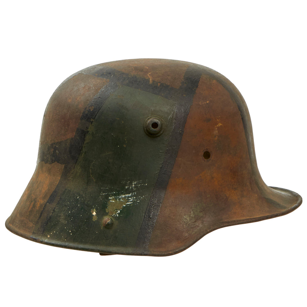 Original Imperial German WWI U.S. Mail Home M16 Stahlhelm Helmet with Panel Camouflage Paint - George E. Beck, 112th Engineers, 37th “Buckeye” Division - ET64 Original Items