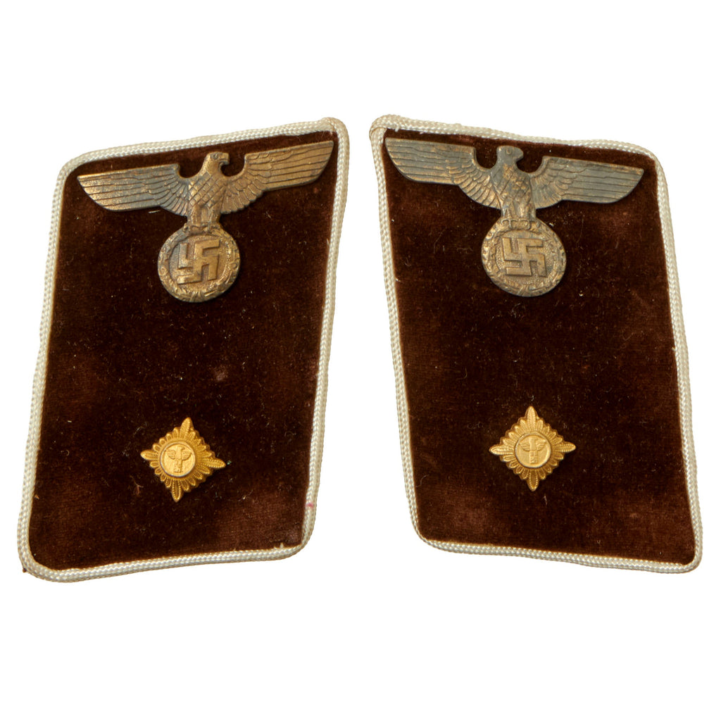 Original German WWII NSDAP District Work Leader Matched Pair of Collar Tabs with RZM Tag - Arbeitsleiter Original Items