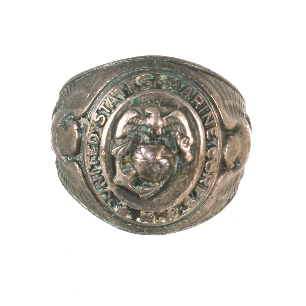 Original U.S. WWII USMC Marine Corps Officer’s Ring - Marked Sterling - NYC Maker Mark Original Items