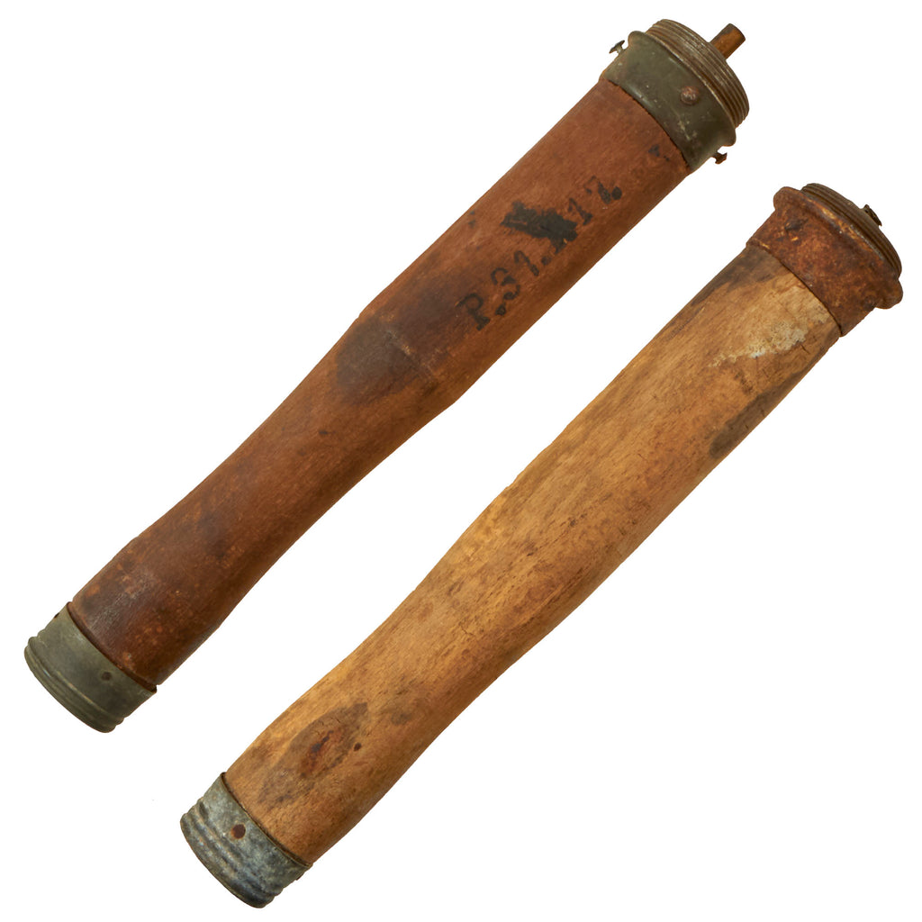 Original Imperial German WWI Lot of Two Inert M1917 Stick Grenade Handles Dated 1917 - Stielhandgranate M17 Original Items