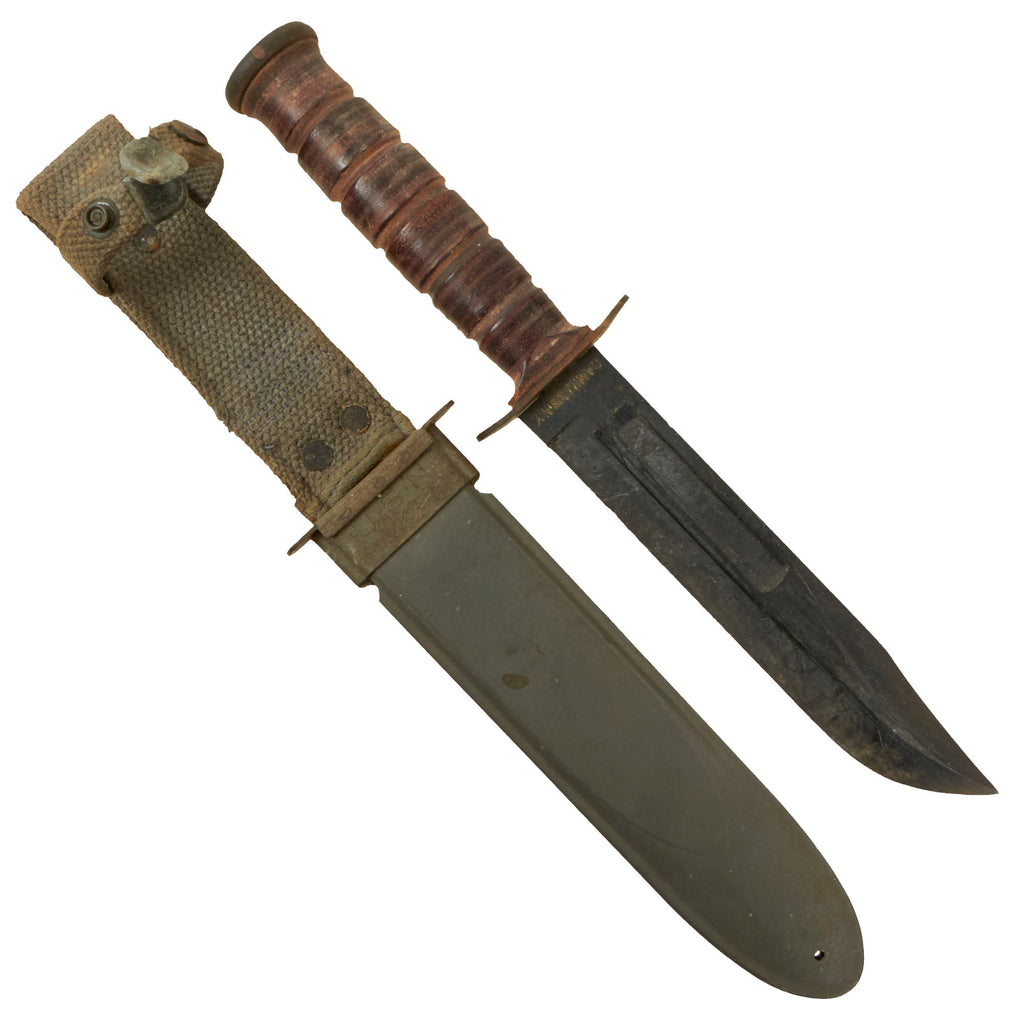 Original U.S. WWII Navy Mark 2 KA-BAR Fighting Knife by CAMILLUS with U.S.N. MK2 Scabbard Original Items