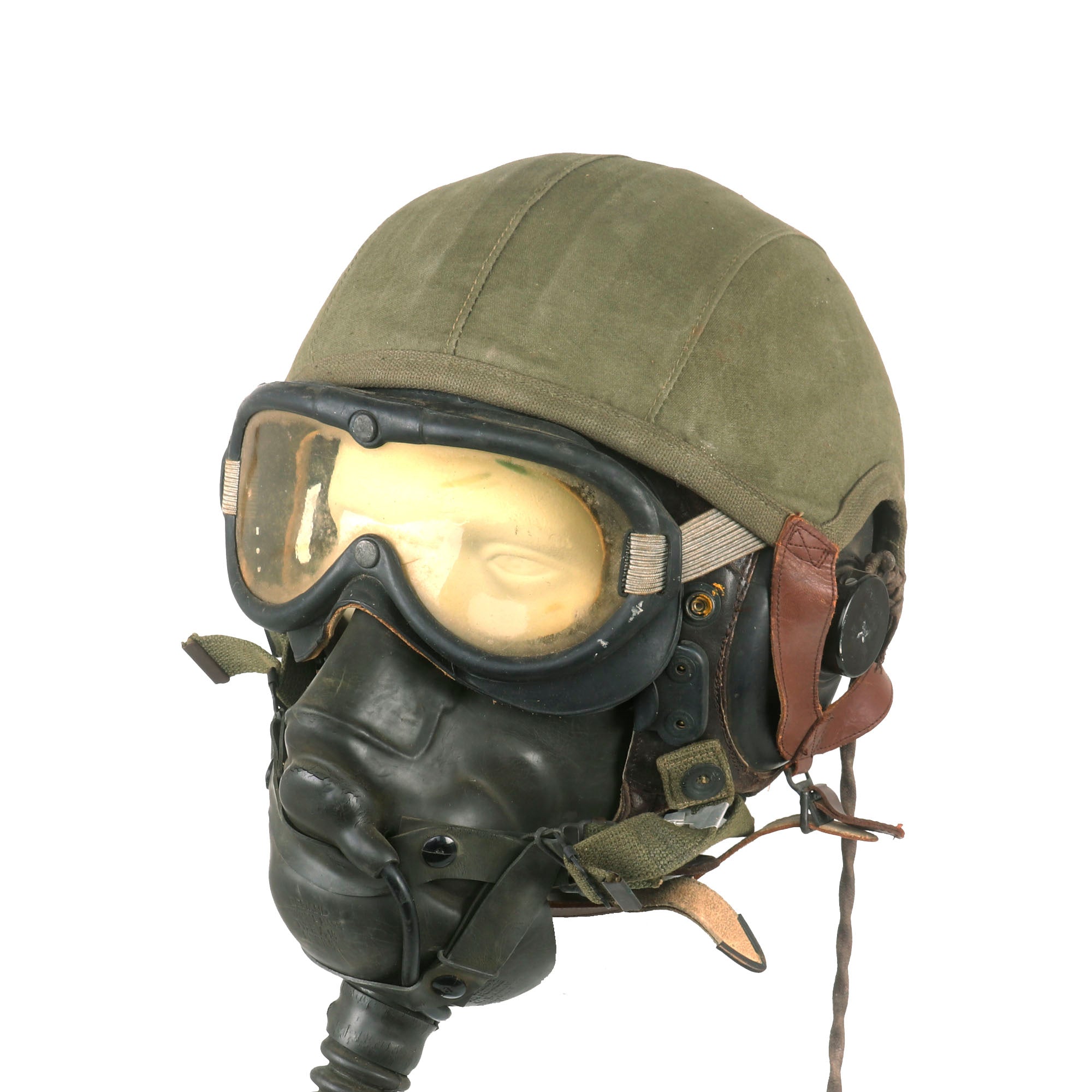 Original U.S. WWII Army Air Force Aviator Flight Helmet Set - M4A2
