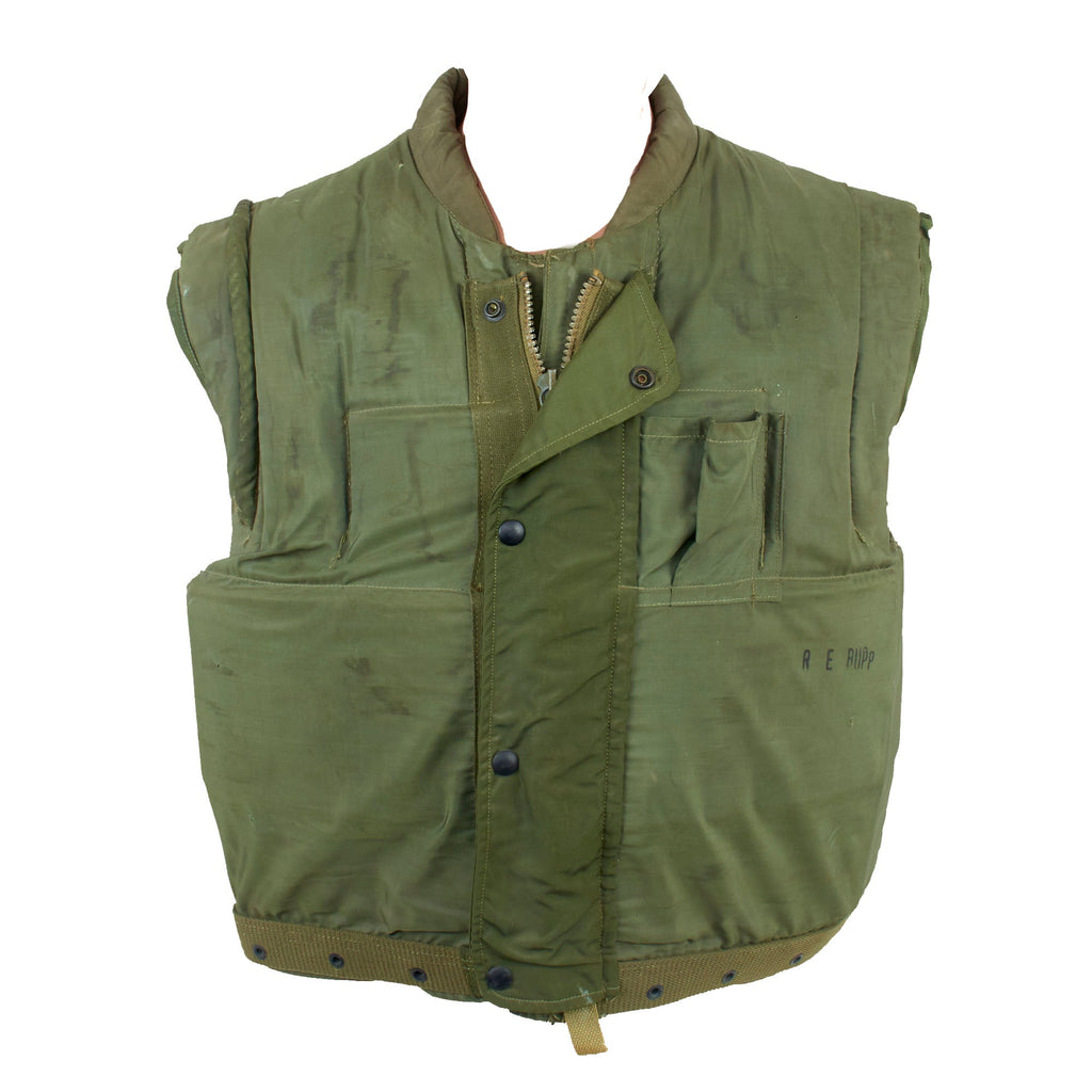 Original U.S. Vietnam War Era Named U.S.M.C. M-1955 First Pattern Fragmentation Body Armor Vest Without Pockets - Size Large Original Items