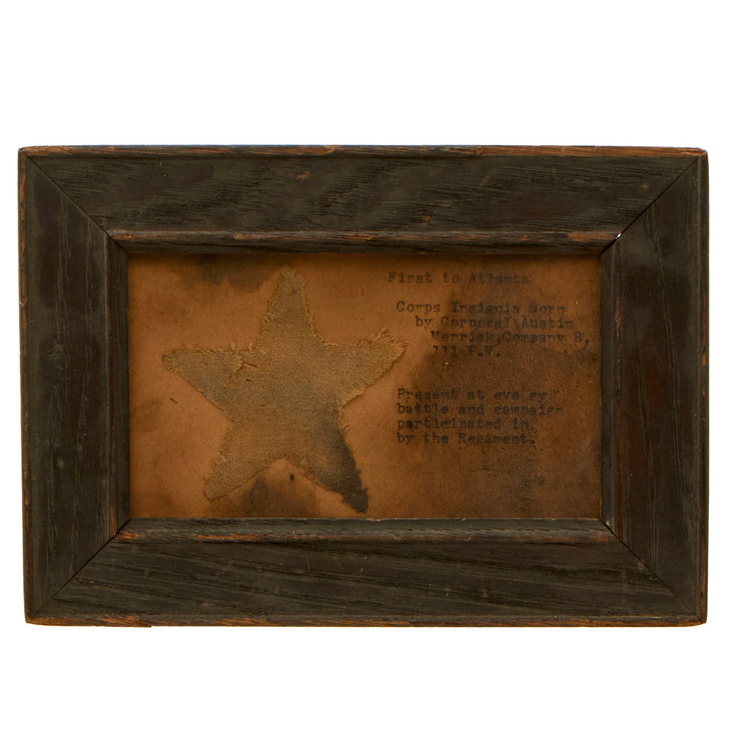 Original U.S. Civil War Framed XII Corps Badge Worn by Austin Merrick 111th Pennsylvania Volunteers - First to Atlanta - 5⅜ x 7⅝” Original Items