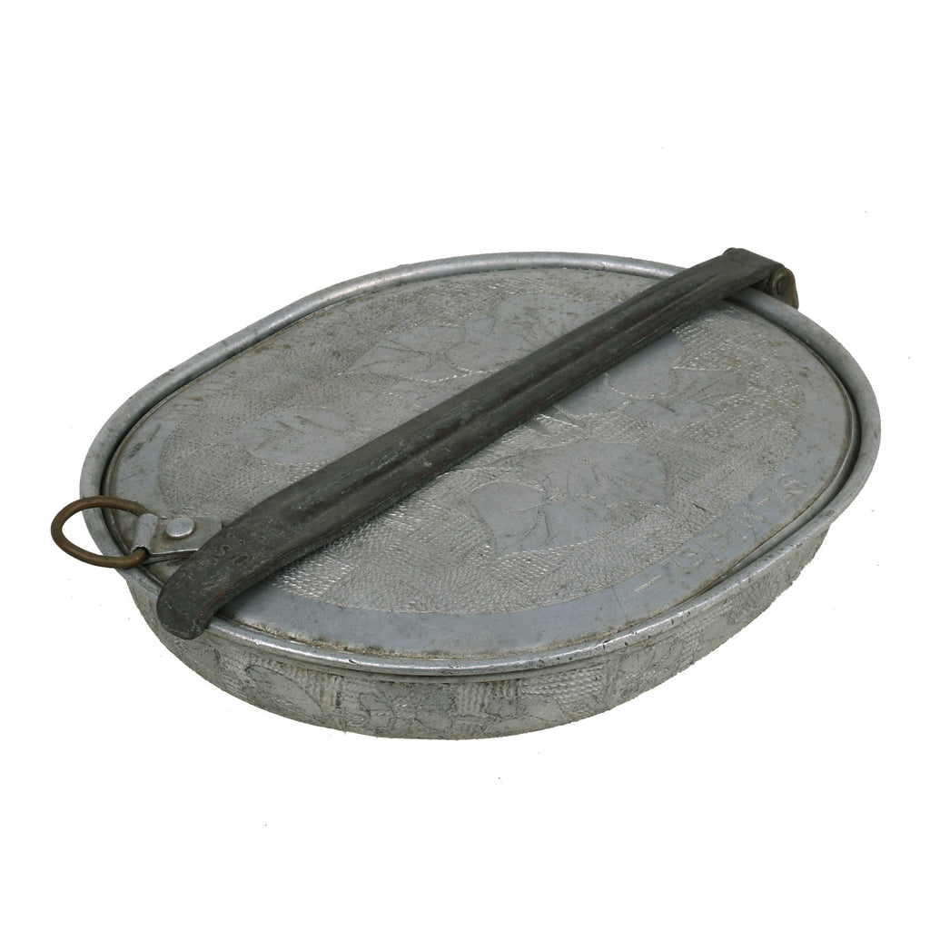 Original U.S. WWI Trench Art M1910 Mess Kit with Floral Design & Names of Battles with Utensils & Send Home Tag Original Items