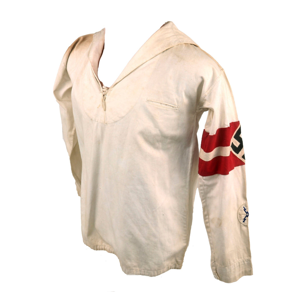Original German WWII Marine Jumper by Marke Seebӓr with Stitched-On Armband & Fernschreib Trade Badge - Size 12 Original Items