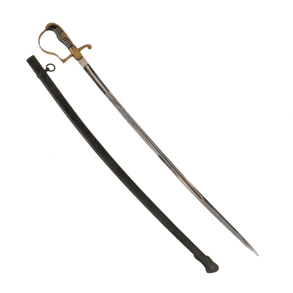 Original German WWII Army Heer Officer Dove Head Sword by Clemen & Jung with Bavarian Etched Blade and Scabbard Original Items