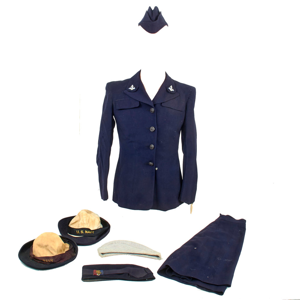 Original U.S. WWII Named Women Accepted for Volunteer Emergency Service “WAVES” Naval Reserve Uniform Grouping - Navy Nurse Corps Cap - Bernadette Patricia Gonsalls Original Items
