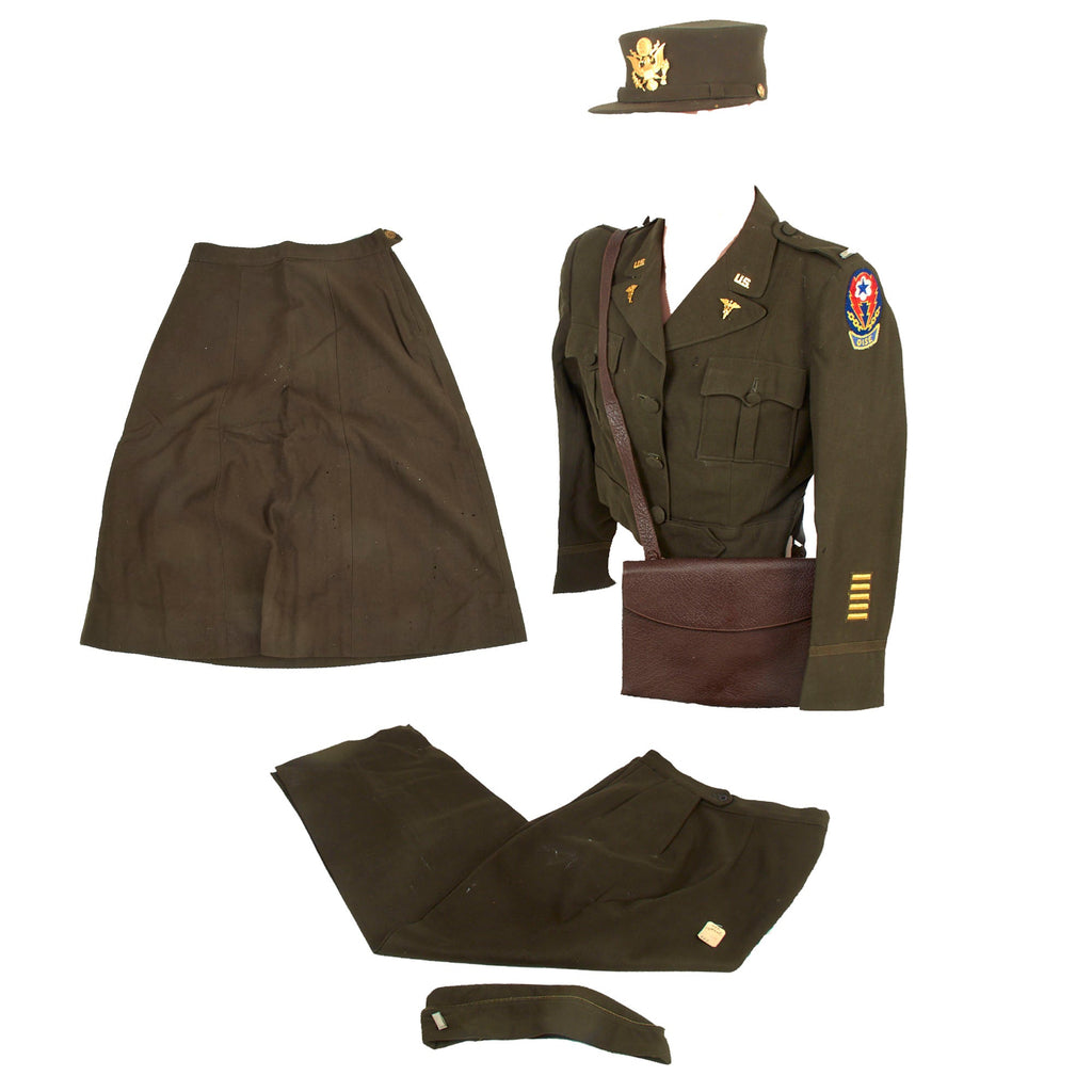 Original U.S. WWII Named Army Nurse Corps Grouping with British-Made Uniform Set & Rare ANC Purse with Original Contents - Lieutenant Leone Adams - In Charge of Neuro-Surgical Ward at England Hospital Original Items
