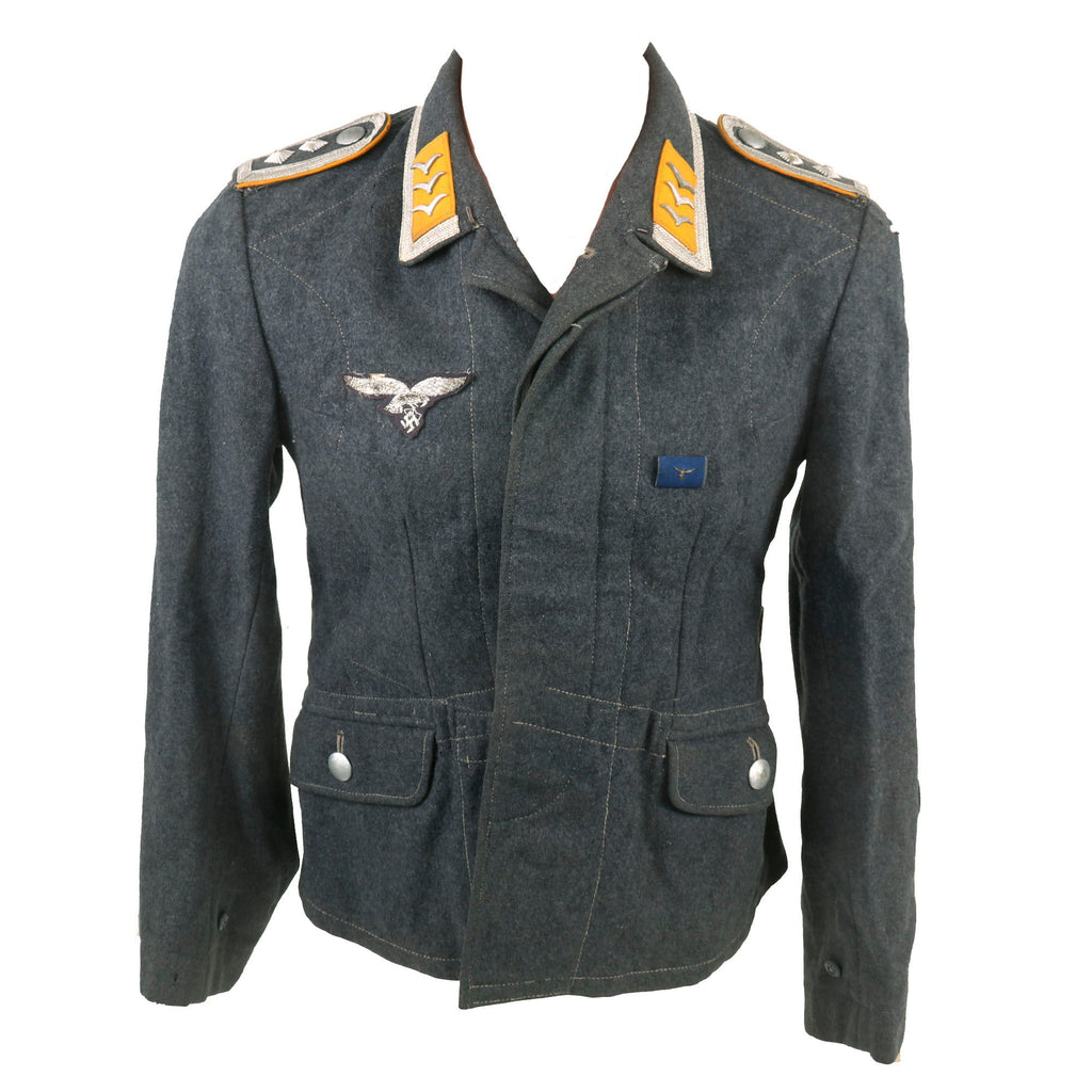 Original German WWII Early Luftwaffe Oberfeldwebel NCO Fliegerbluse Tunic with Fallschirmjäger Badge & Droop Tail Eagle Original Items