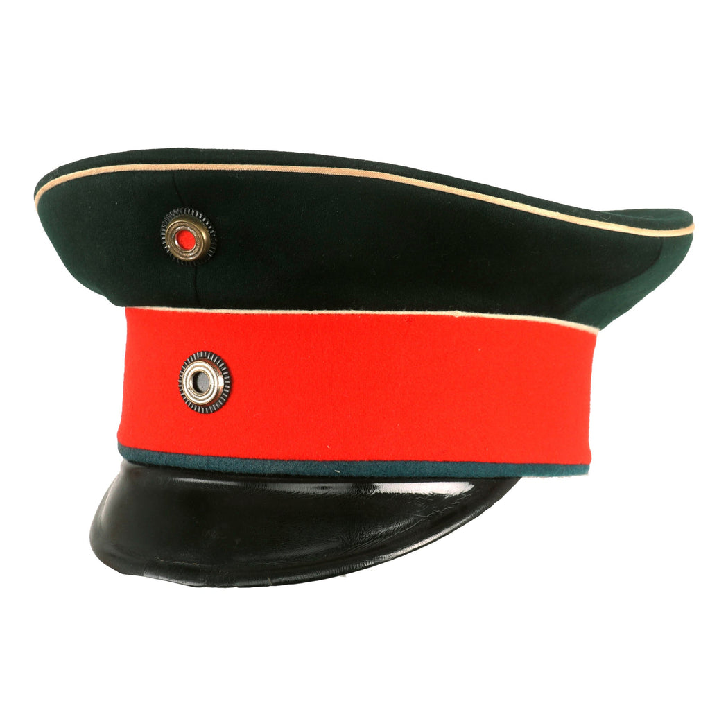 Original Imperial German WWI Prussian Dark Green Hussar Officer Visor Cap - 11th Hussar Regiment (2nd Westphalian Regiment) Original Items