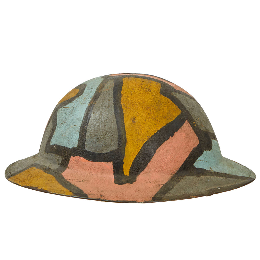 Original U.S. WWI M1917 Doughboy Helmet With Camouflage Panel Paint - Complete Original Items