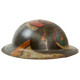 Original U.S. WWI 87th Division 346th Infantry Regiment M1917 Doughboy Helmet With Panel Camouflage Paint - “Golden Acorn”