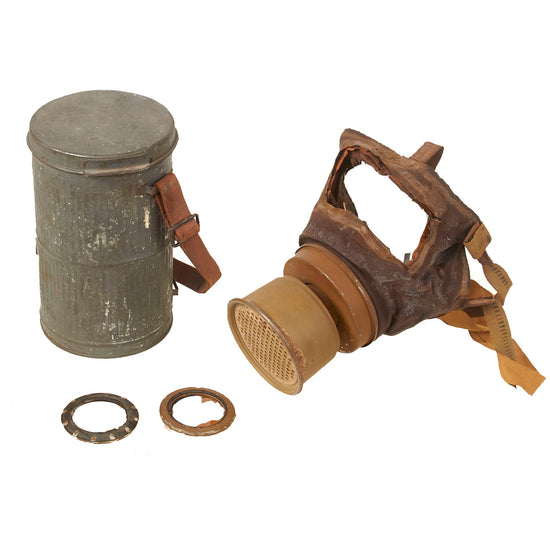 Original French WWI Appareil Respiratoire Spécial Special Breathing Apparatus ARS Gas Mask With Filter and Canister - Mask Still Pliable Original Items