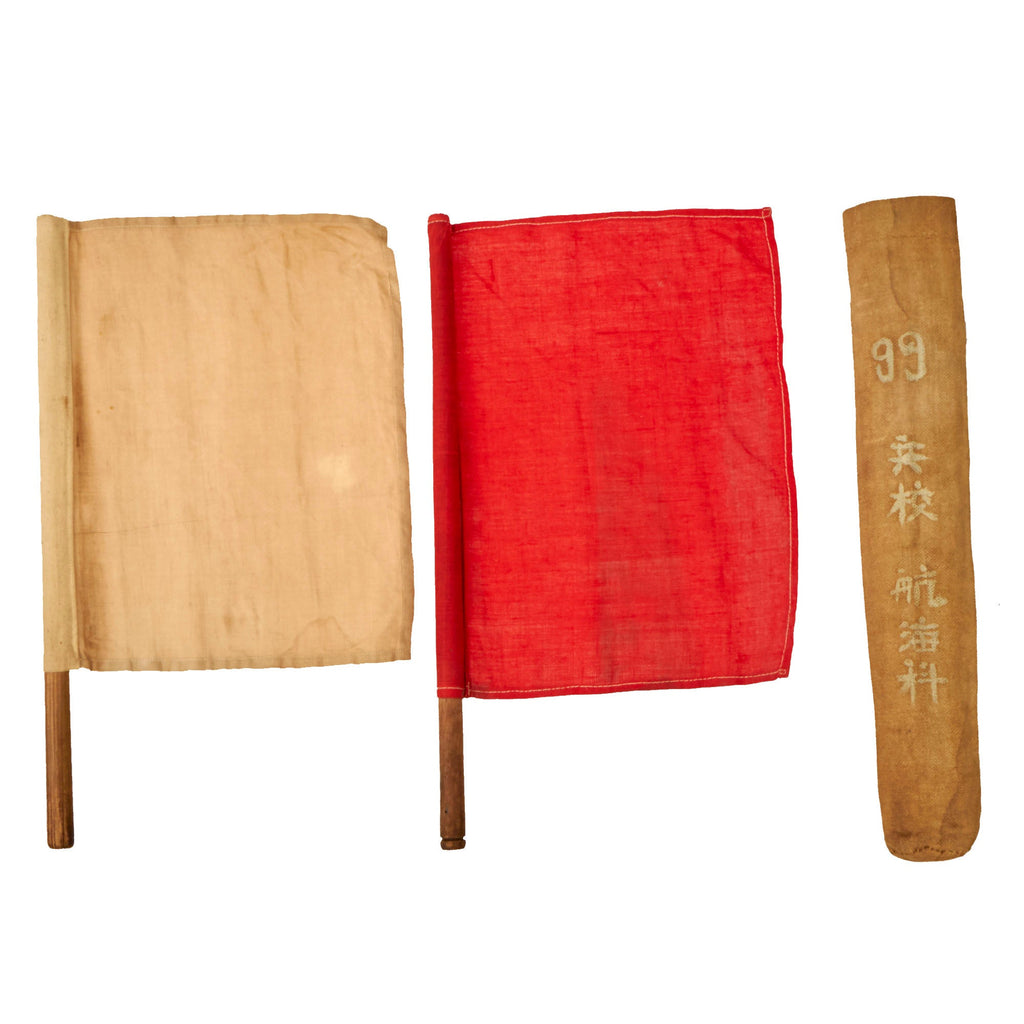 Original Japanese WWII Imperial Japanese Navy Semaphore Signal Flags With Kanji Marked Canvas Carrier Original Items