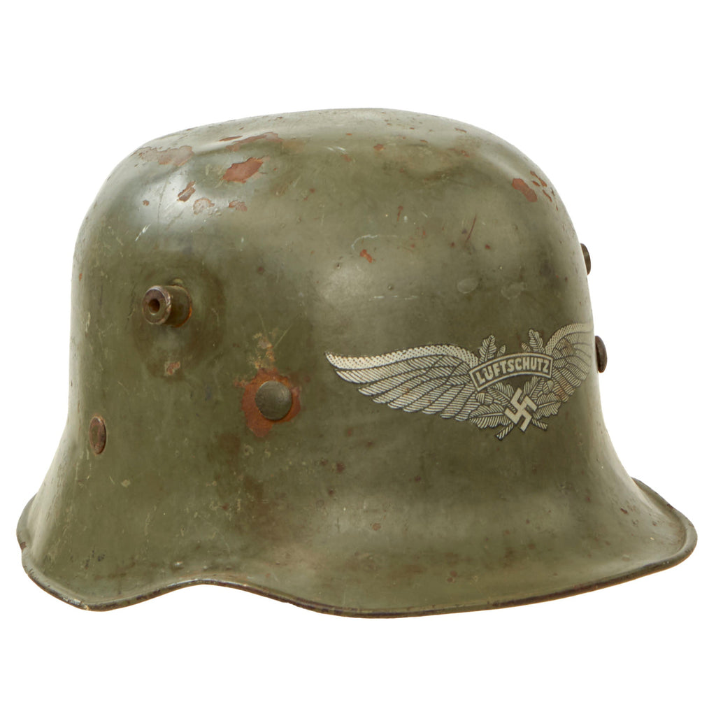 Original Rare German Pre-WWII Luftschutz Civil Air Defense Commercial Stahlhelm Helmet with Liner & Chinstrap - Shell Size 66 Original Items