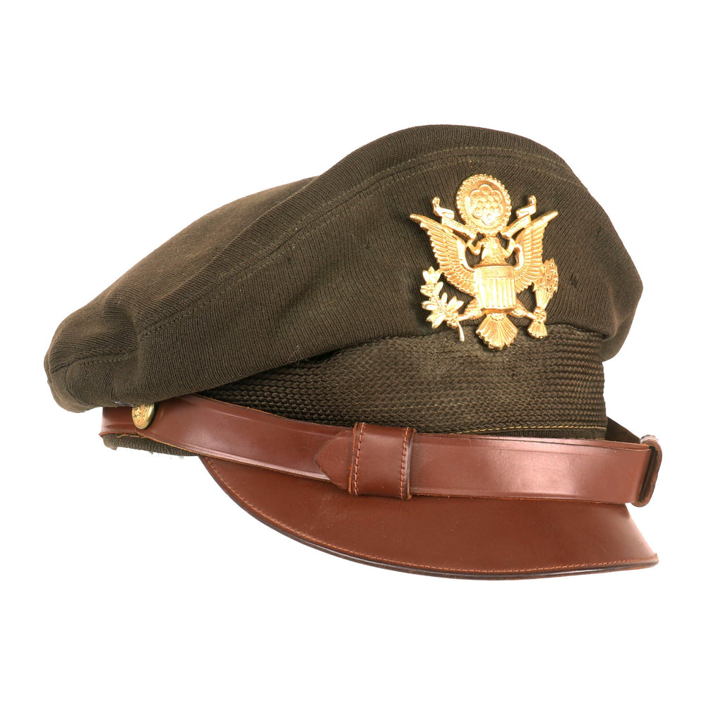 Original U.S. WWII Army Air Force Officer Crusher Cap With Rear Chin Strap - Size 7 Original Items