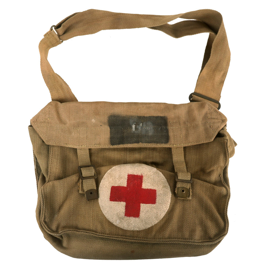 Original British WWII Pattern 1937 Medic Shoulder Bag for Shell Dressings with Dressing & Extras Original Items