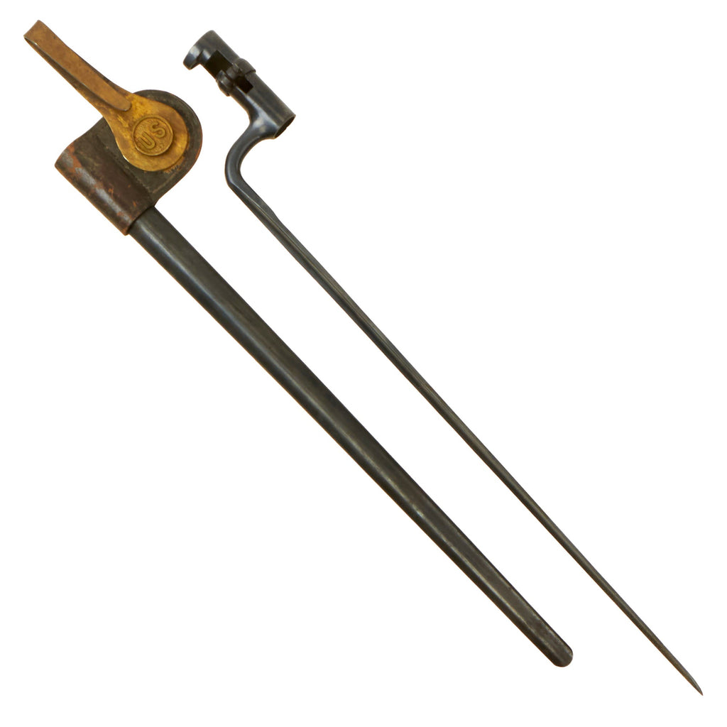 Original U.S. Excellent Springfield Trapdoor M1873 Rifle Socket Bayonet with U.S. Scabbard Original Items