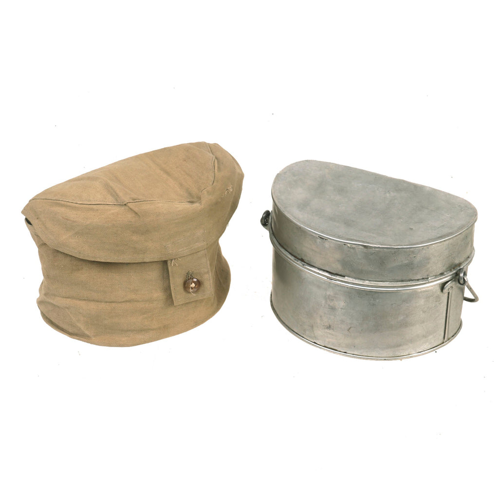 Original British WWI D-Shape Mess Kit Tin with Rare Canvas Cover Original Items