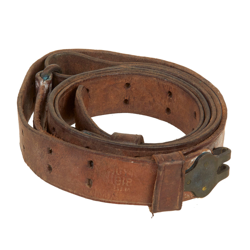 Original U.S. WWI M1907 Pattern 1903 Springfield Rifle Leather Sling Original Items