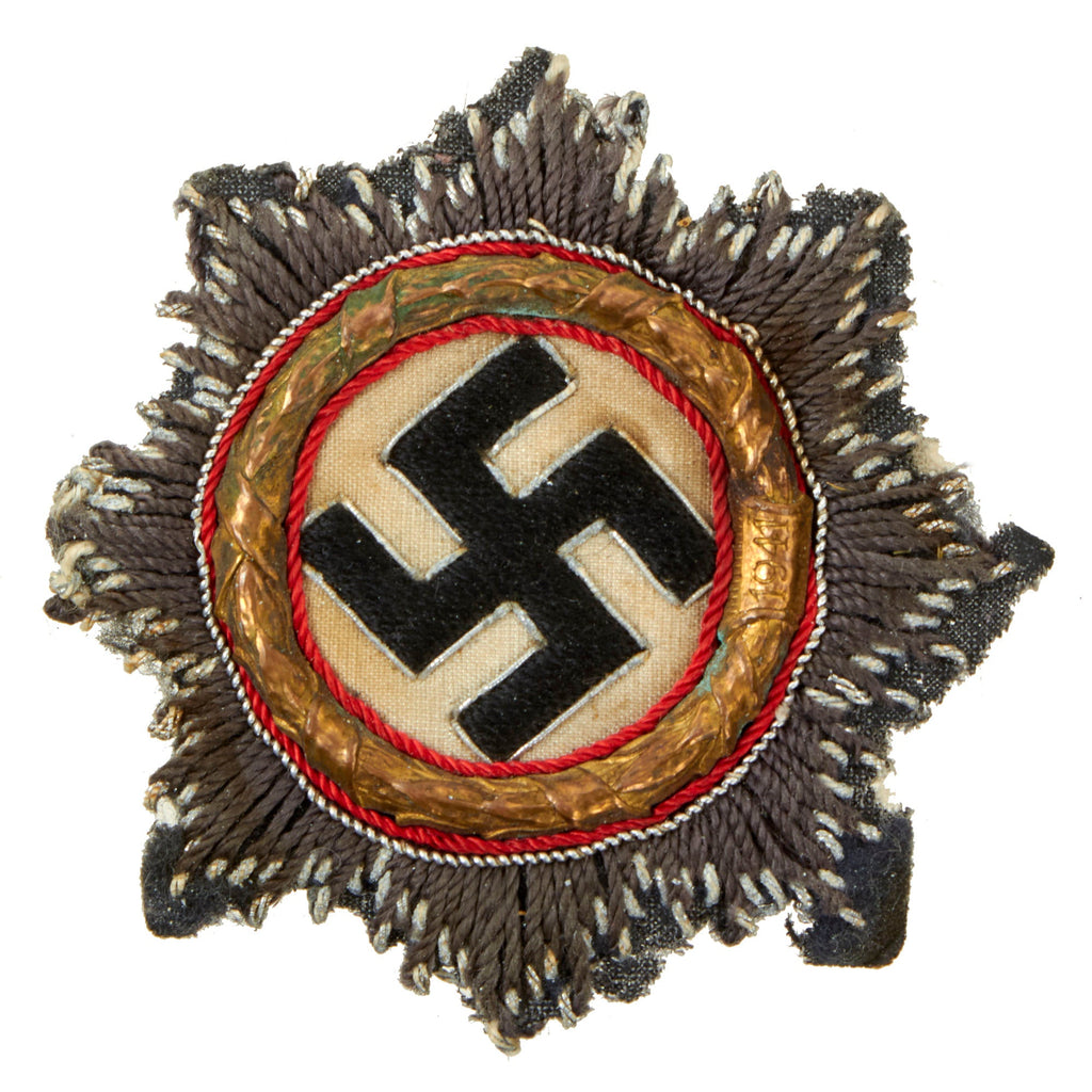 Original German WWII Luftwaffe Gold 1941 German Cross Award Embroidered Cloth Badge in Blue Original Items