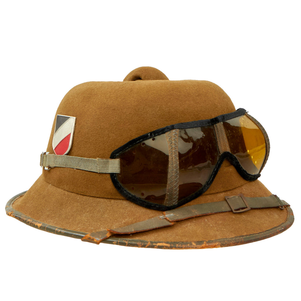 Original German WWII 1942 dated 2nd Model Afrikakorps DAK Sun Helmet by APN with Eye Shields - size 55 Original Items