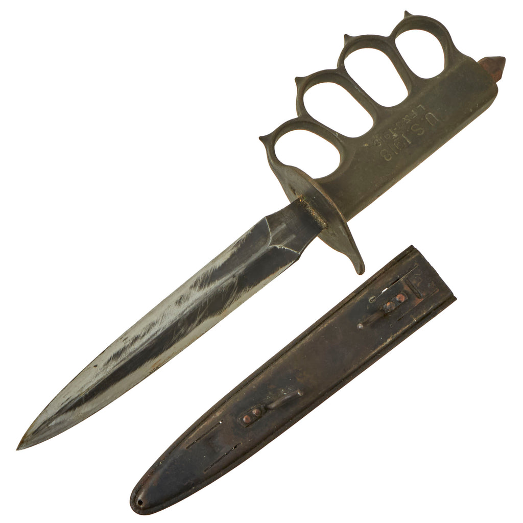 Original U.S. WWI Model 1918 Mark I Trench Knife by L. F. & C. with Correct Steel Scabbard Original Items