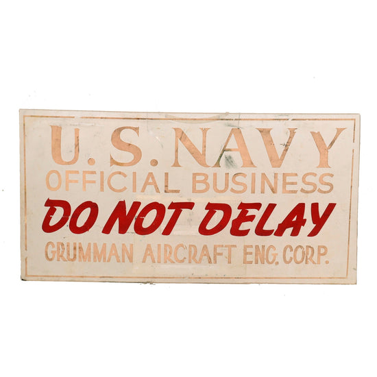 Original U.S. WWII Grumman Aircraft Engineering Corporation Factory “Door Sign” - 11 ⅝” x 6” Original Items