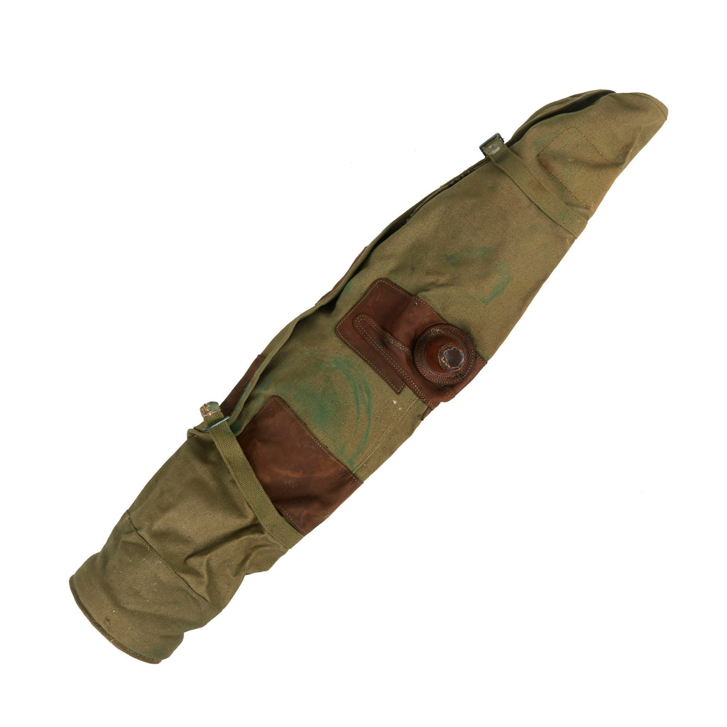 Original U.S. WWII 1917A1 Browning .30cal Machine Gun M7 Canvas and Leather Cover - WWII Dated Original Items