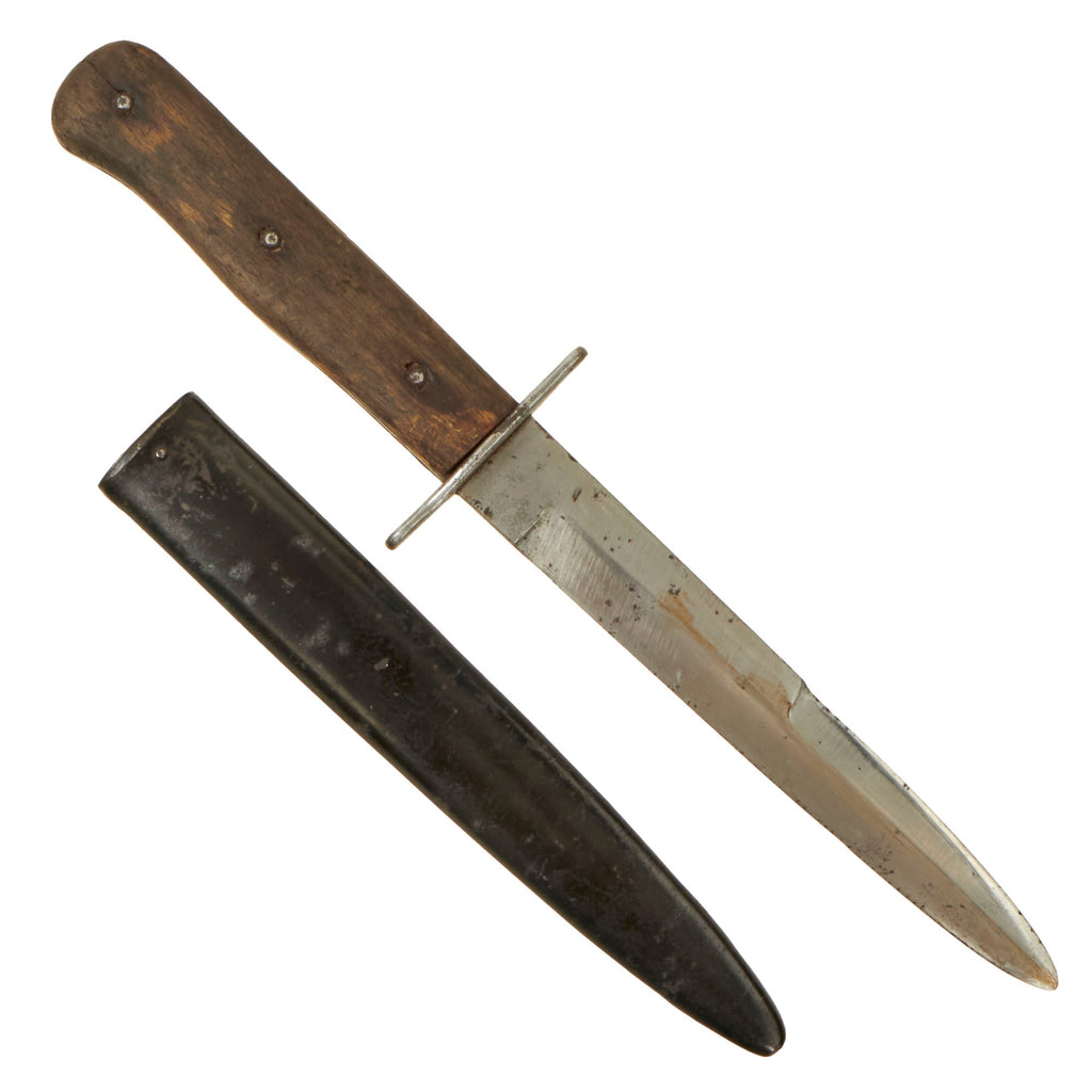 Original German WWII Luftwaffe Fallschirmjäger Fighting Knife with Boot Scabbard - Weimar Eagle 6 Marked Original Items