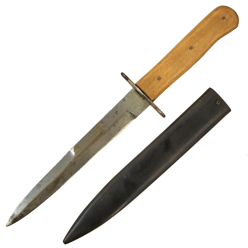 Original German WWII Luftwaffe Fallschirmjäger Fighting Knife with Boot Scabbard - Weimar Eagle 6 Marked Original Items