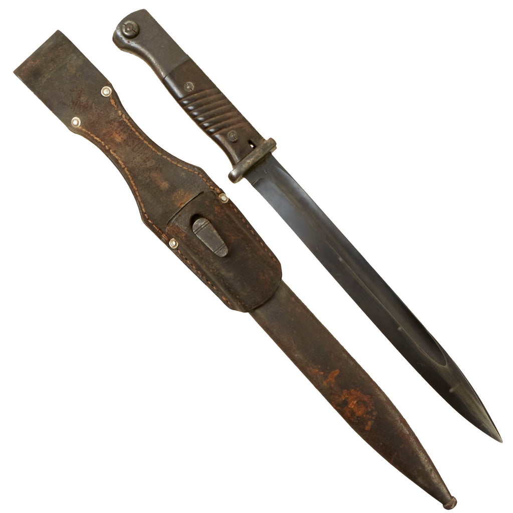 Original German WWII 1939 dated 98k Bayonet by Mundlos AG with Scabbard and Frog - Matching Serial 149 b Original Items