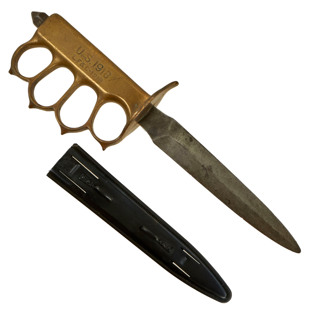 Original U.S. WWI Model 1918 Mark I Trench Knife by L. F. & C. with Reproduction Scabbard Original Items