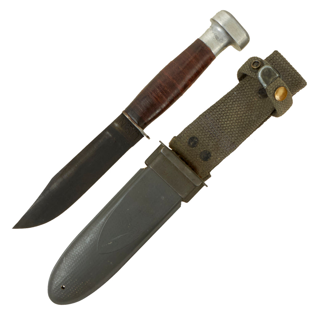 Original U.S. WWII Navy USN Mark 1 Fighting Knife by GENEVA FORGE with Mk1 Scabbard Original Items