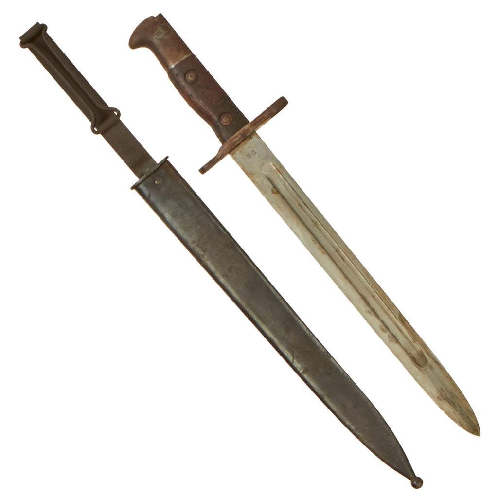 Original U.S. Banana Wars Model 1892 Krag Rifle Bayonet and 2nd Pattern Scabbard - Dated 1903 Original Items