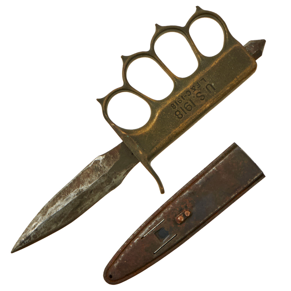 Original U.S. WWI Cut-Down Model 1918 Mark I Trench Knife by L. F. & C. with Matching Cut-Down Steel Scabbard Original Items