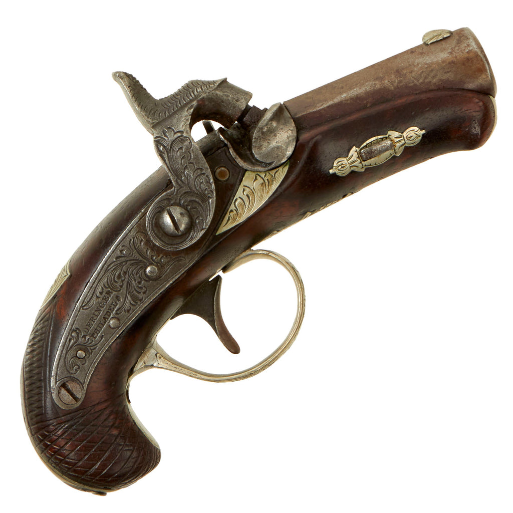 Original U.S. Civil War Era Silver Mounted "Baby Deringer" Philadelphia Pocket Percussion Pistol by Henry Deringer - circa 1860 Original Items
