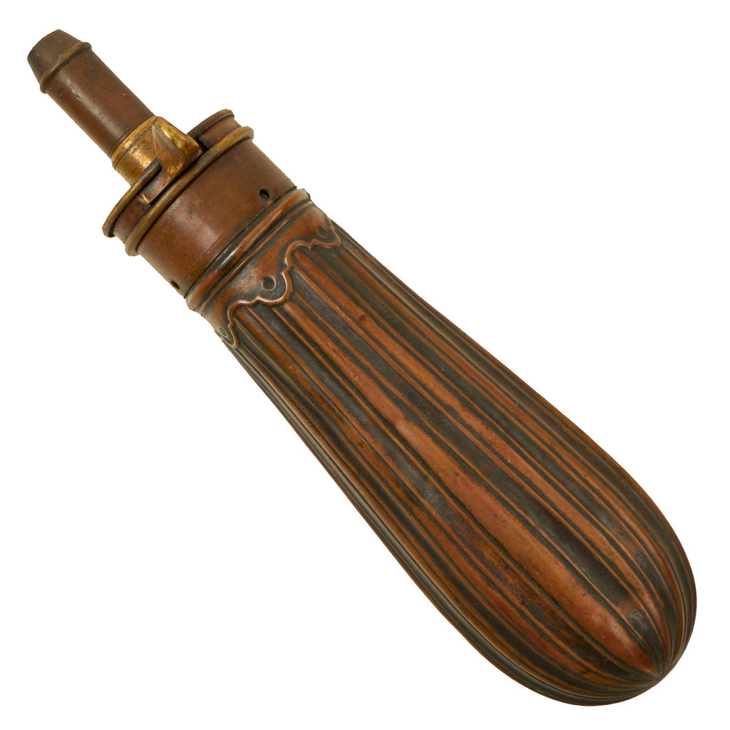 Original U.S. Civil War Era American Flask & Cap Company Fluted Brass Powder Flask Original Items