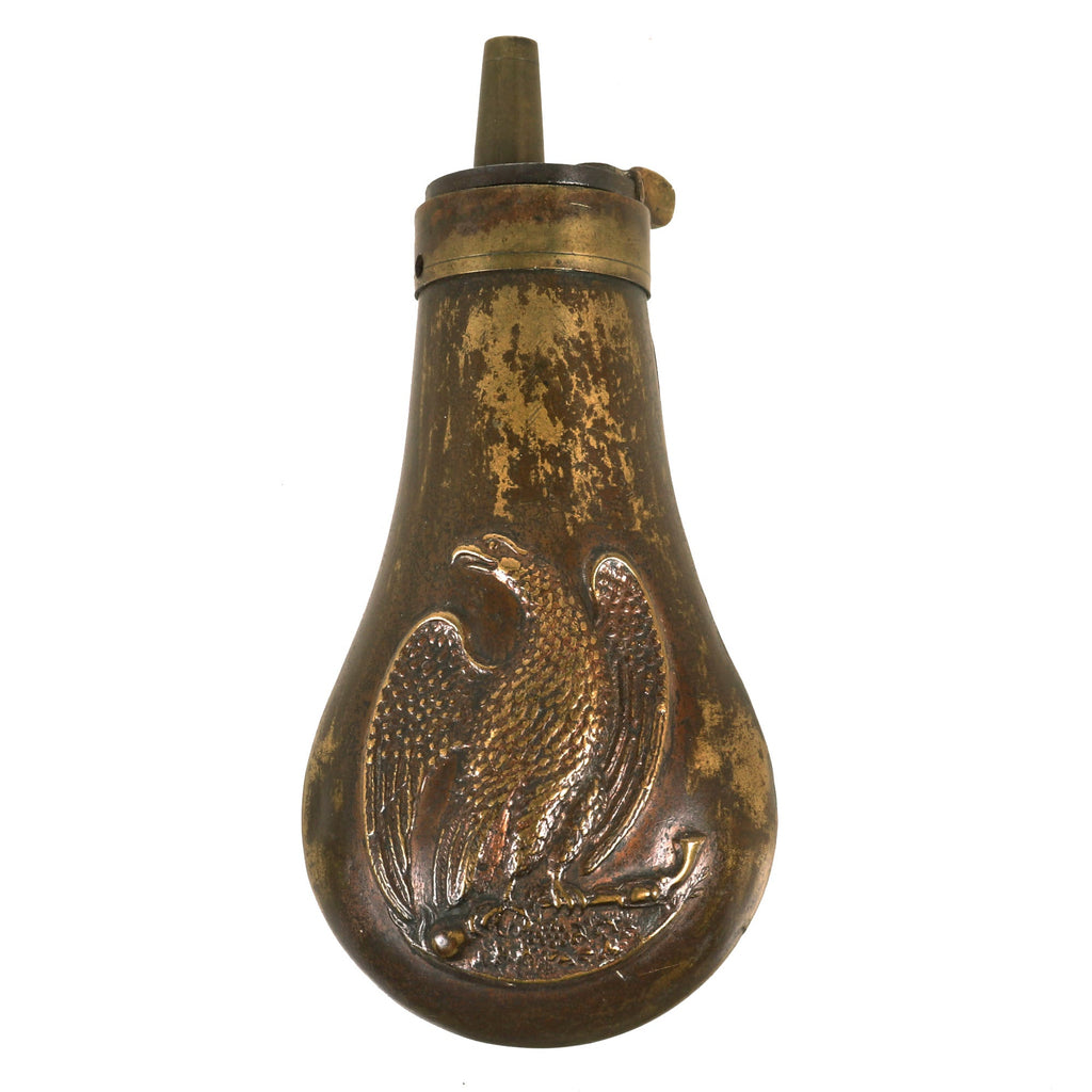 Original U.S. Civil War Brass Small Federal Eagle Pocket Revolver Powder Flask Original Items