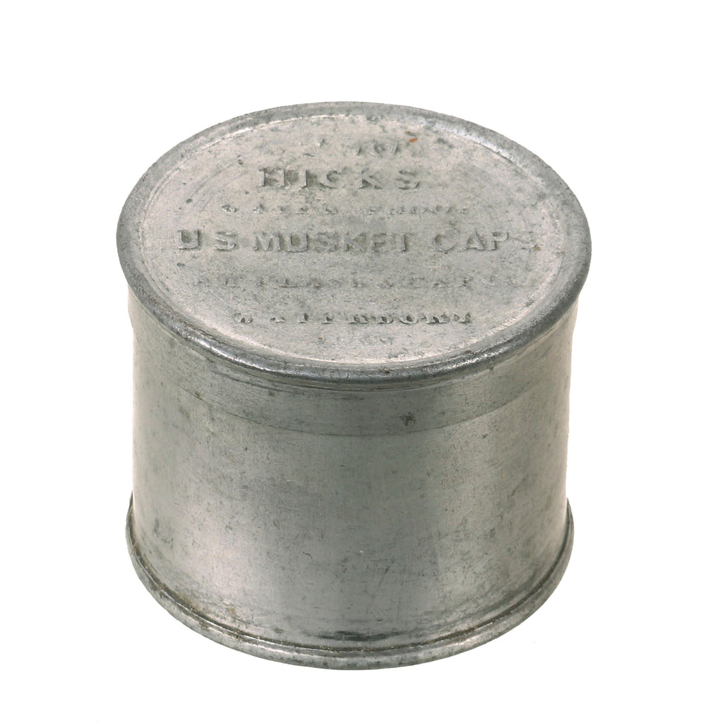 Original U.S. Civil War Tin of 250 Hick’s Waterproof U.S. Musket Percussion Caps by American Flask & Cap Co. Original Items