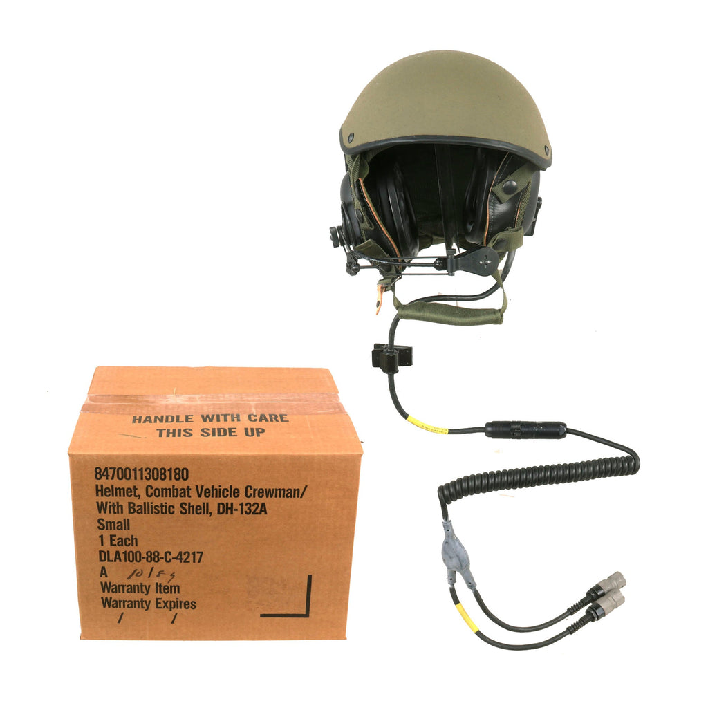 Original U.S. Desert Storm Era CVC DH-132A Tanker Helmet by Gentex in Original Box Size Small - 1989 Dated Original Items
